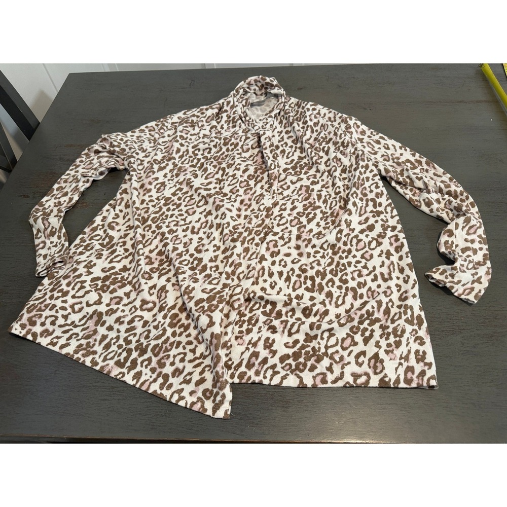 Wandering Dreams Womens Leopard Print Open Front Cardigan Brown Tan Medium 81550